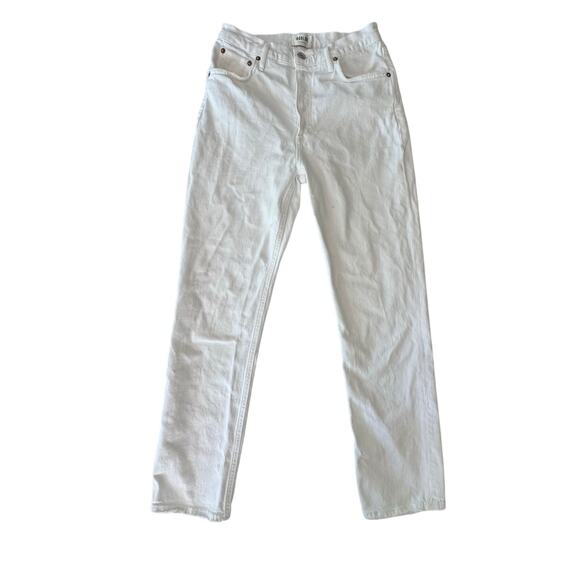 AGOLDE Riley Long High-Rise Straight Jeans sour cream‎ white 28 - Picture 2 of 12